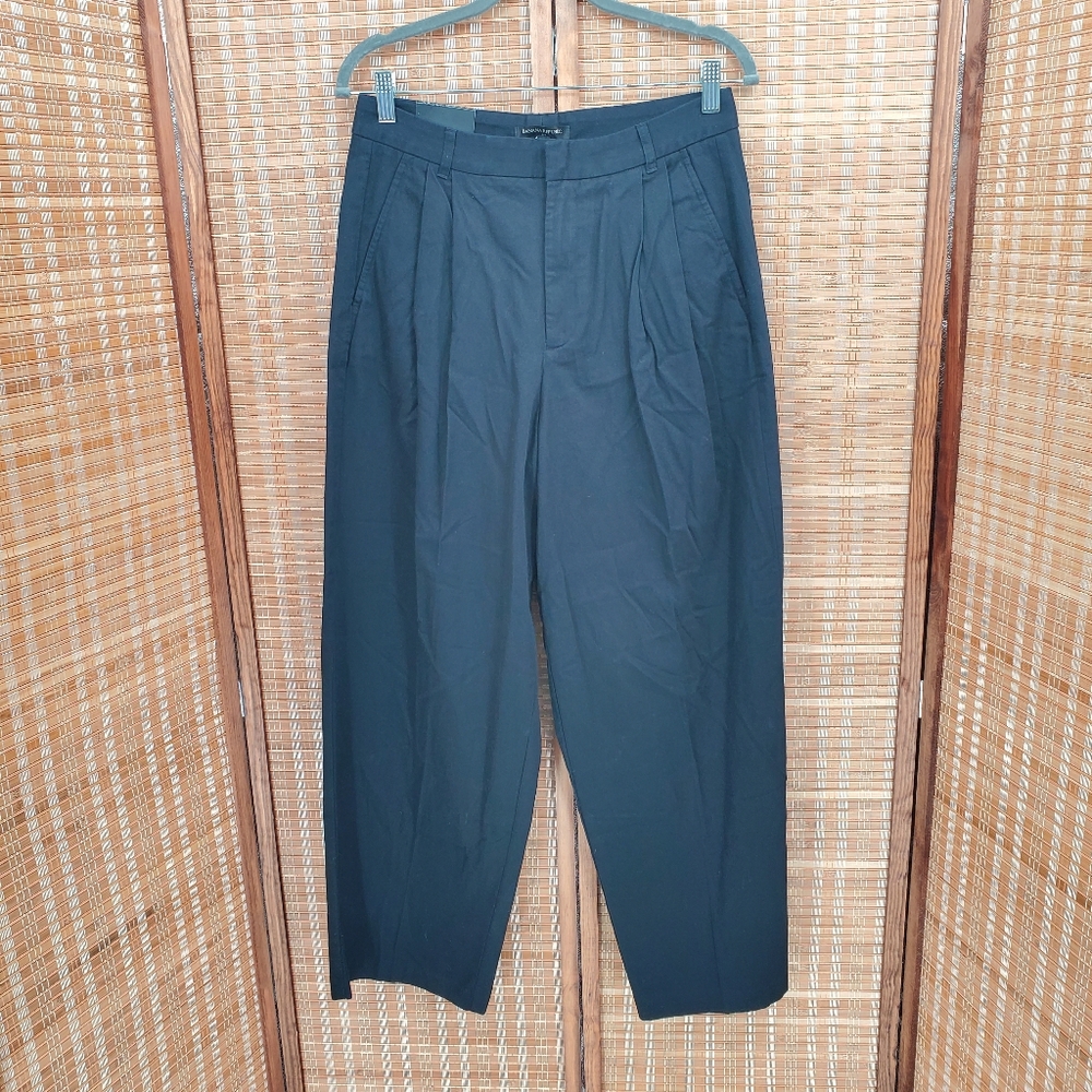 ◇ Banana Republic Explorer Novou Pleated Wide Leg Trousers Size 6 NWT Black